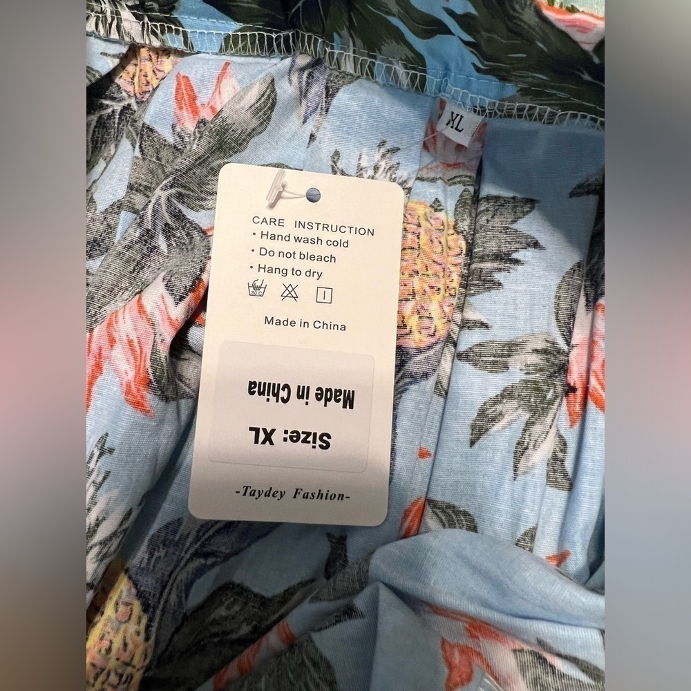 Taydey NWT Skirt Women’s Size XL Blue w/Tropical Print - Picture 7 of 8